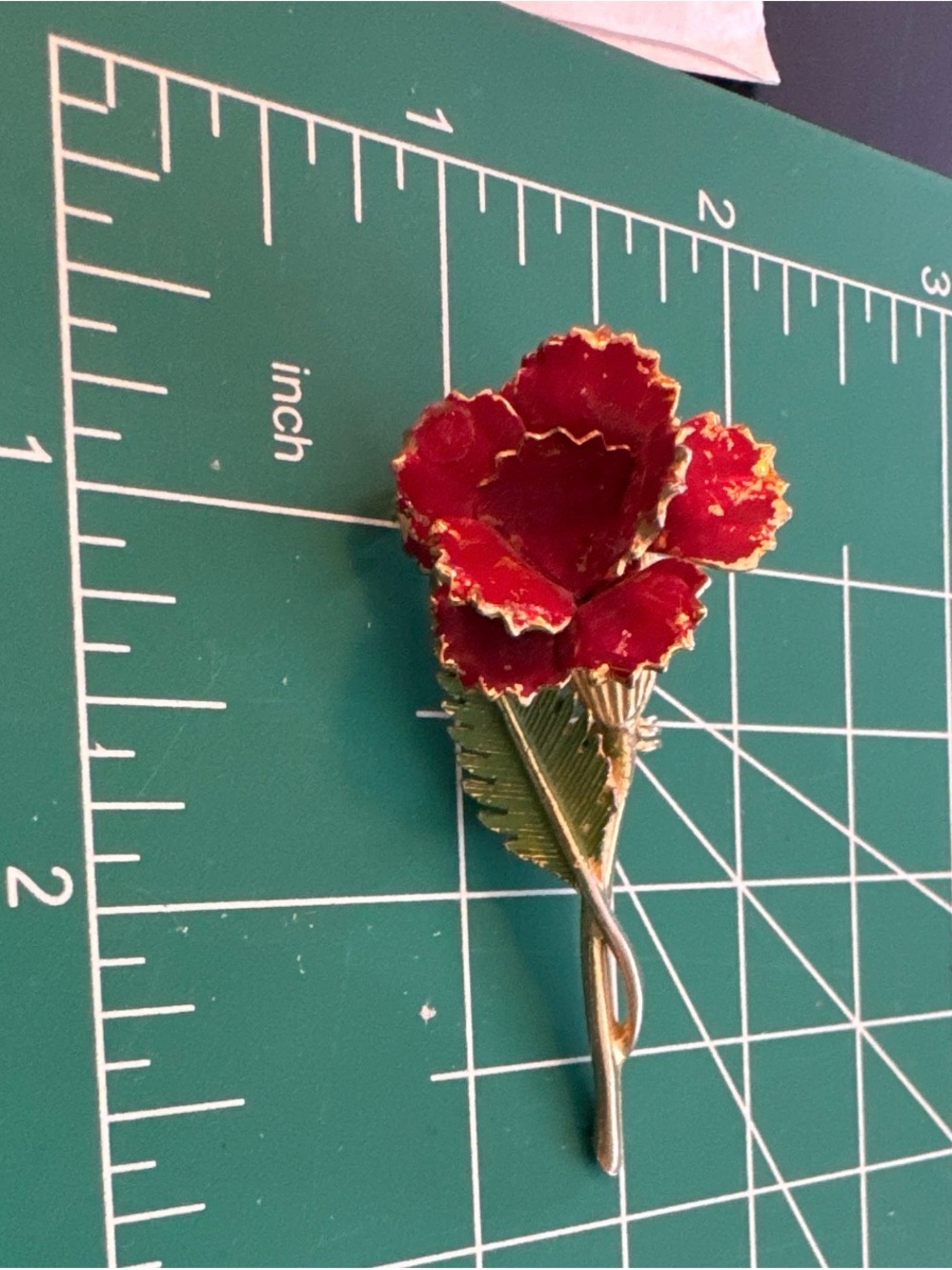 Vintage Red and Gold Flower Brooch - Women Jewelry Brooches
